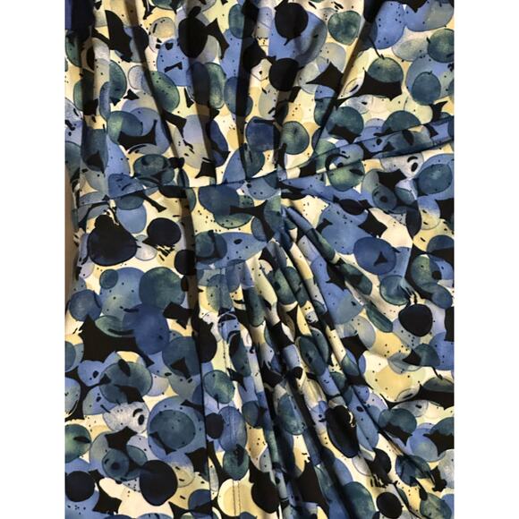 Dressbarn Signature Sadie Dress 8 Blue Purple Circle Sleeveless Ruched Stretch - Picture 5 of 7